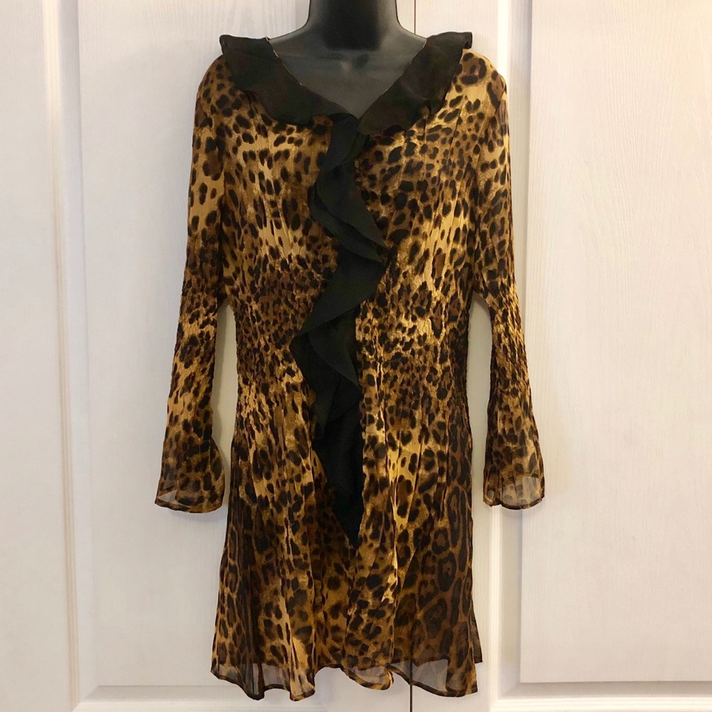 Jerry T Leopard Ruffle Tunic Dress